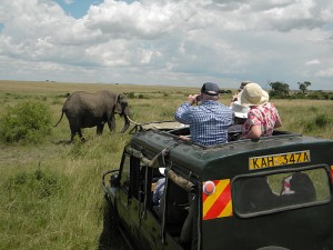 Game driving in Naboisha Conservancy in Kenya.