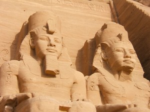 Abu Simbel is an incredible temple built by Ramses II in 1279 BC on the Nile not far from Aswan. The temple was moved rock by rock in 1964 to its present position to protect it from the rising waters of lake Nasser when Aswan High Dam was built.